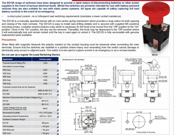 ED125 amp Switch Data